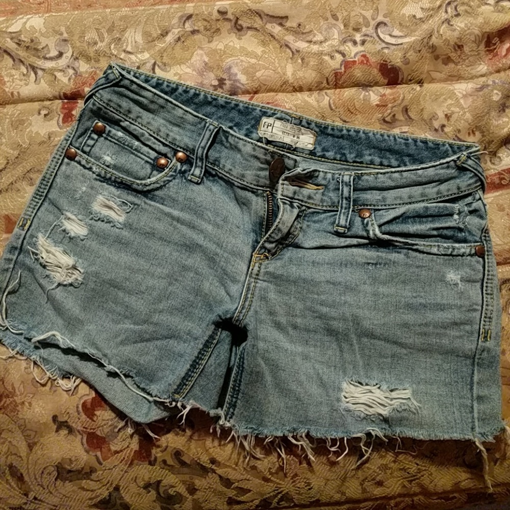 Free People Distressed Denim Shorts